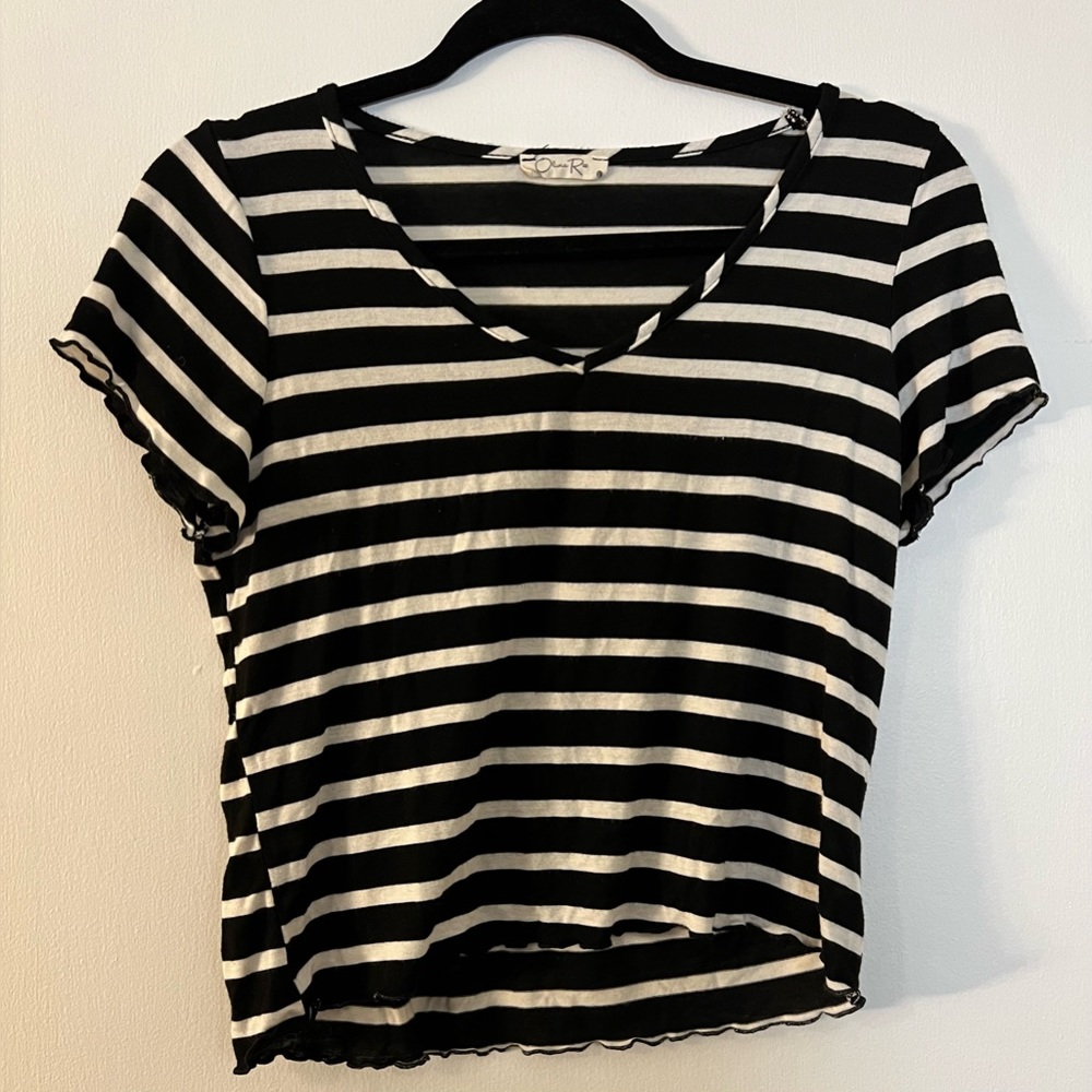 Olivia Rae Striped Crop-Top, Size: L